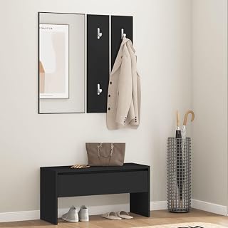 Home Benches, Storage & Entrance Benches, Hallway Furniture Set Black Engineered Wood