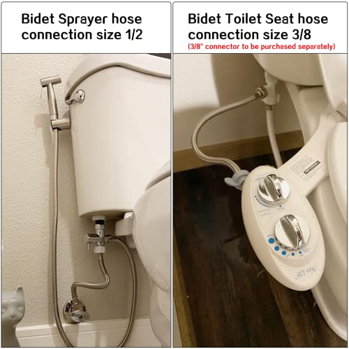 Somdarhk Bidet T Adapter With Shut-Off Valve, Metal T Valve Adapter For Bidet 7/8" 16/15"1/2" 3-Way Tee Connector, Bidet Valve For Toilet Bidet Sprayer #TOP3