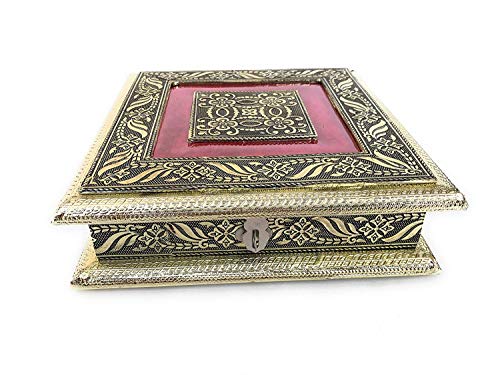 Image of RIOMAX Wooden Rajwadi Meva Oxidized Decorative Empty Dry Fruit Box /Gift Box (4 Section Box)