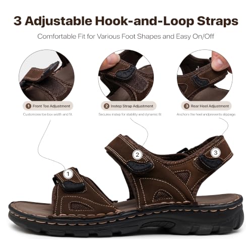 Image of JOUSEN Men's Sandals Outdoor Open Toe Water Beach Sandal Leather Sport Sandal