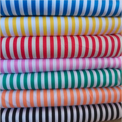 Image of Cotton Fabric DIY Making Supplies Quilting Patchwork Fabric Fat Quarter Bundles DIY for Quilting Cotton Patchwork Cushions (Stripe, 9.8 inch x 9.8 inch)
