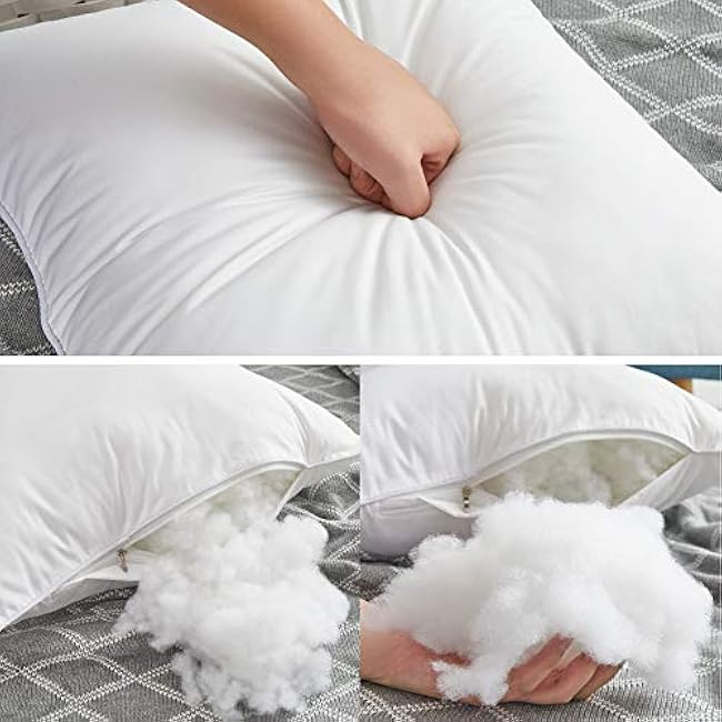Oubonun 16 x 16 Pillow Inserts - Set of 2 - 100% Cotton Cover - White Couch Decorative Pillow Pair
