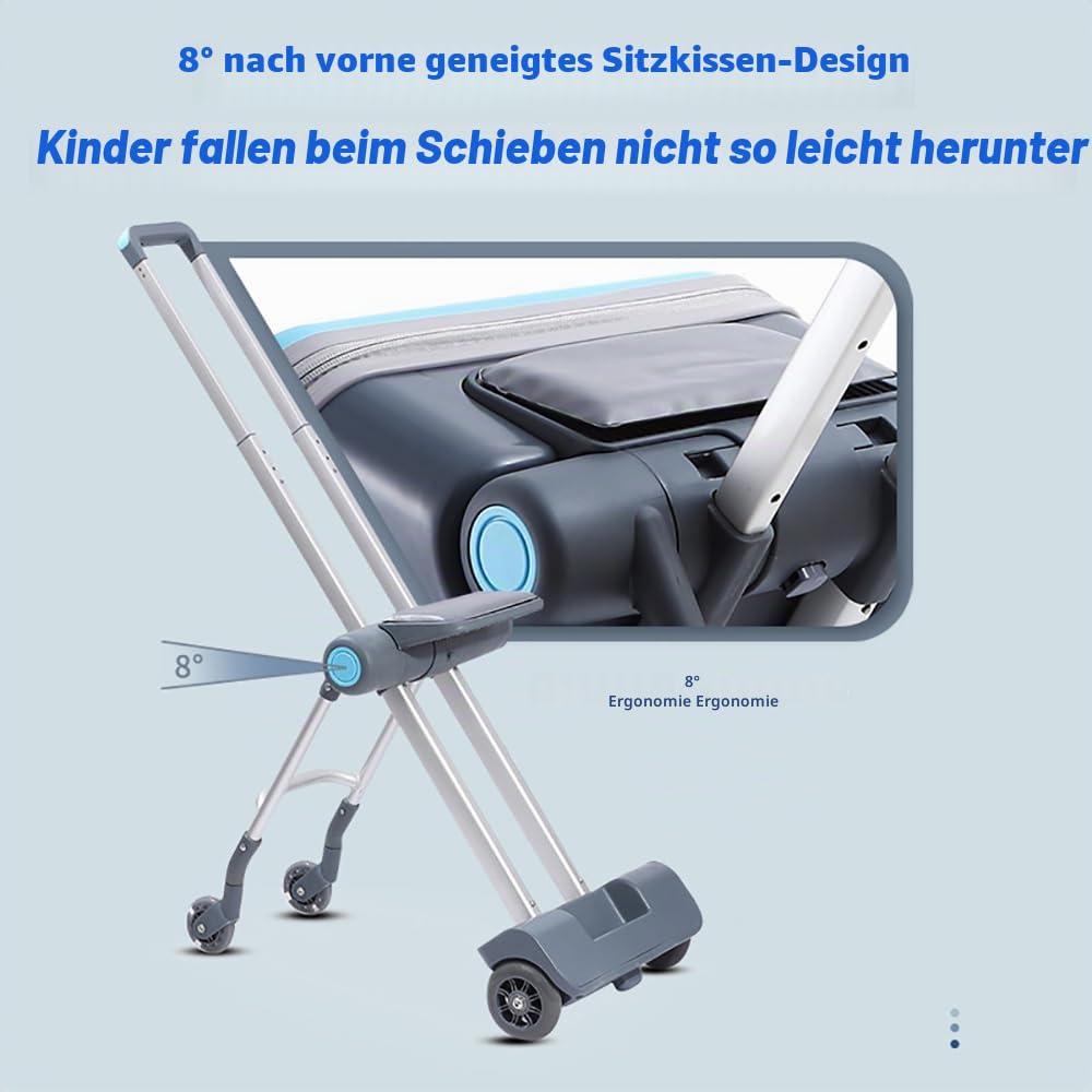 Kinder-Roller-Koffer, 2-in-1, Aufsitzkoffer mit Kindersitz-Design, Hartschalengepäck, mit einziehbarem Griff und EVA-Schale für Reisen, rose