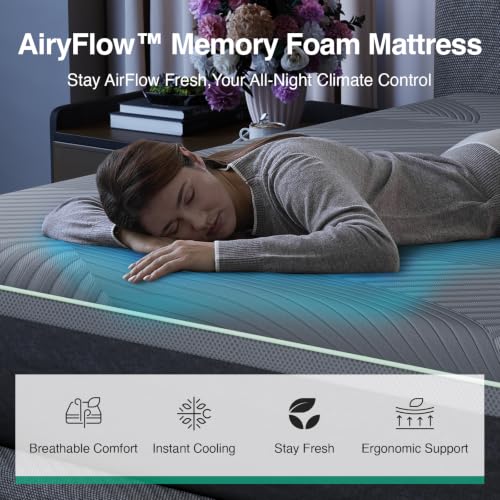 Image of Novilla AiryFlow Twin Mattress 10 Inch, Twin Memory Foam Mattress