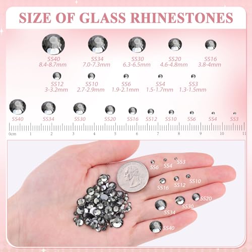 Image of 5000PCS SS6 /2mm Crystal Glass Rhinestones for Bedazzling (Black Diamond) | Flatback Rhinestones for Crafting DIY Nail Art Makeup Decoration, Gems Diomand Charms for Tumbler Shoes Clothing Mug