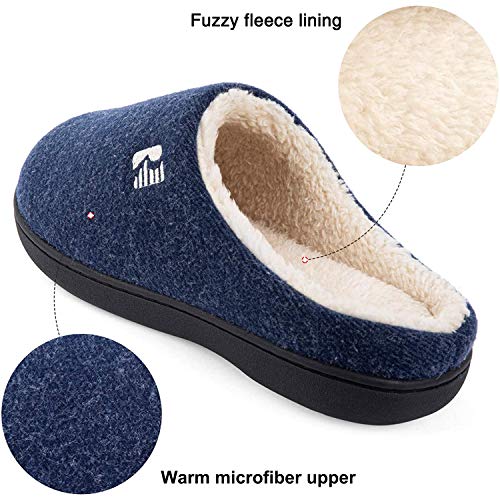 Rockdove Men's Sherpa Lined Memory Foam Clog Slipper, Size 9-10 Us Men, Navy Blue #TOP1