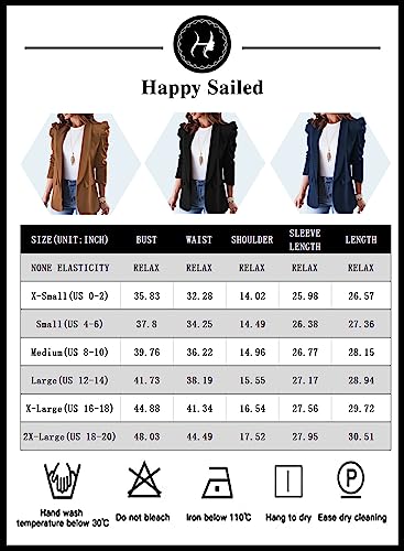 Happy Sailed Womens Plus Size Business Blazers Stylish Lapel Collar Puff Long Sleeve Open Front Casual Office Work Blazer Professional Outfits Suits With Pockets 2023 Brown Xl #TOP5
