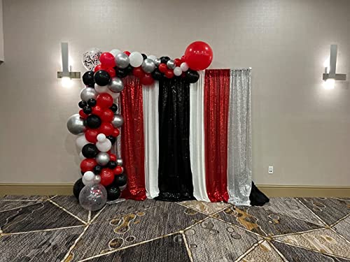 Cortina de Fondo Blanco con Lentejuelas 4FTx8FT 2 Paneles miniatura 2