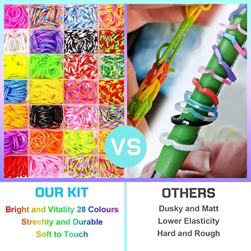 Teselife 1800+ Loom Band Kit, 28 Colours Rubber Loom Bands Refill Starter Set with 204 Accessories in Storage Case for Kids Bracelet Making Set, Birthday Gifts for 4 -15 Years Old Girls Boys