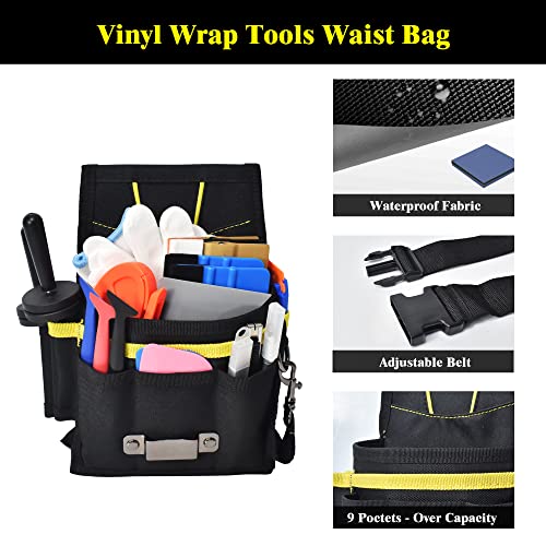 Reevaa Vinyl Wrap Tool Kit Car Wrap Kit Vinyl Wrap Tools Apron Waist Bag For Car Wrapping Installation, With Magnets Holder, Felt Squeegee For Vinyl, Micro Stick Squeegee Car Wrap Tools #TOP1