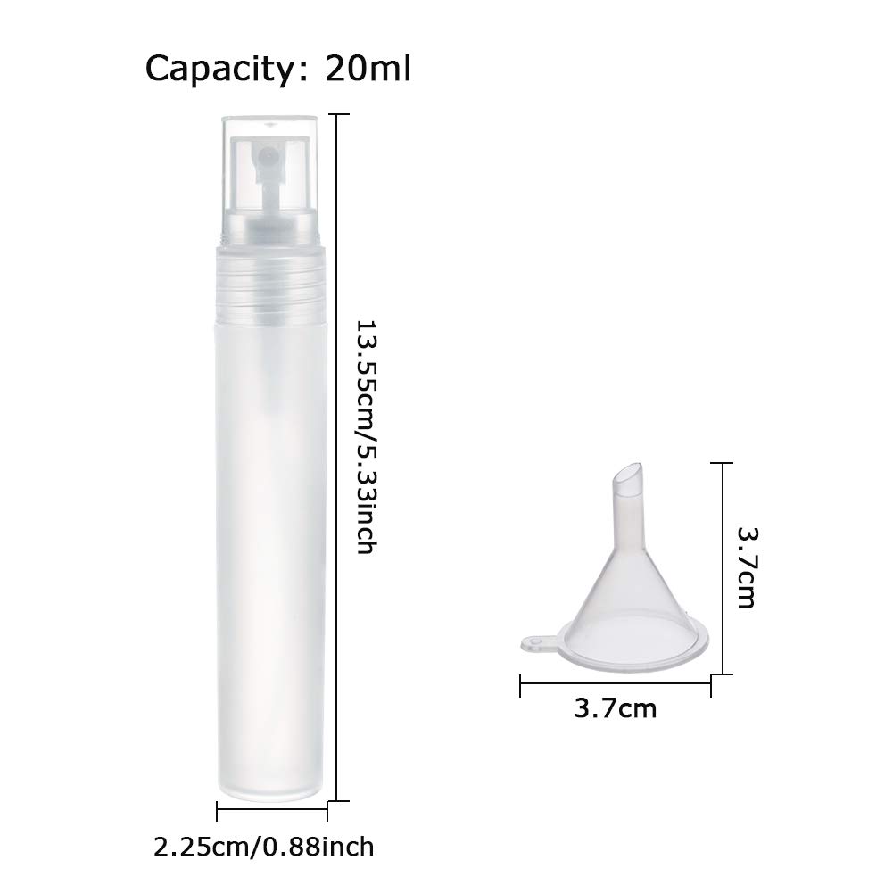 BENECREAT 12 Packung 20 ml weiße Mini Reise Sprühflaschen mit 4 teiligem Trichter, 4 teiliger 1ml Pipette und 2-teiliger Plastikpumpe für Parfüm mit Reiselotion
