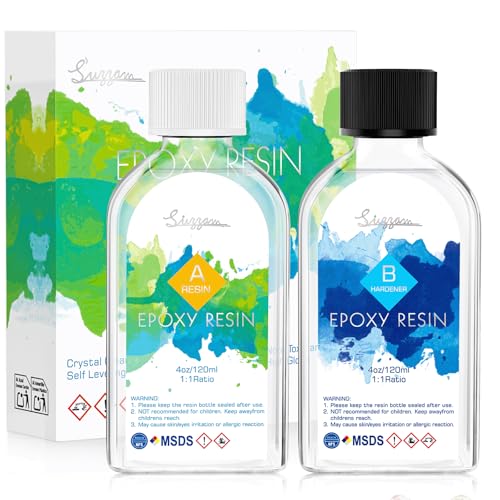 Suzzam 8OZ Epoxy Resin - No Yellowing & No Bubbles, 1:1 Mix Ratio Crystal Clear Resin, 2 Part Epoxy Resin for Jewelry Making, Art Crafts, Jewelry Molds, DIY Projects