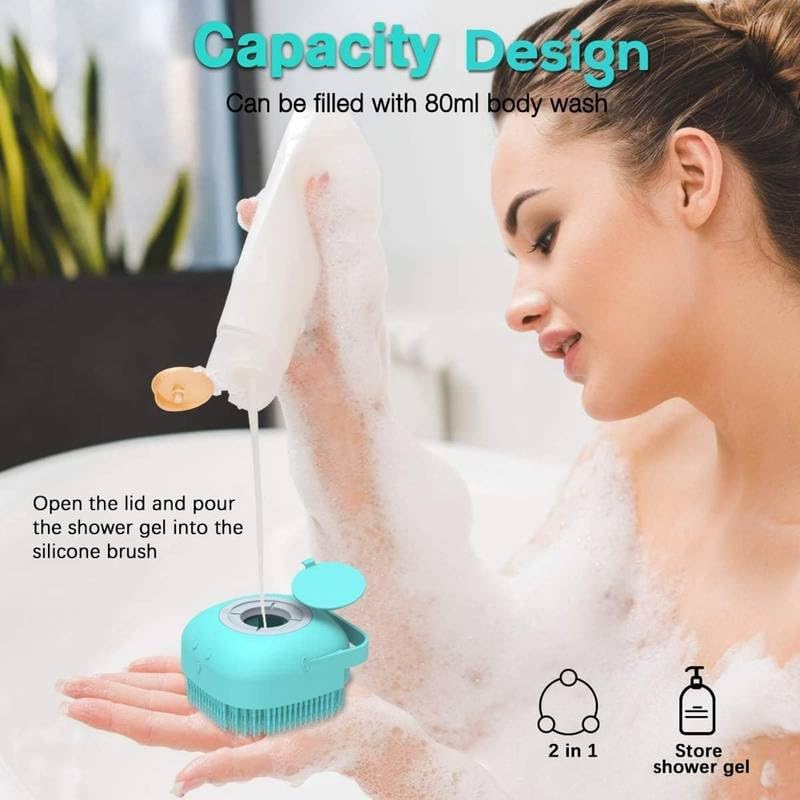 Image of FIGMENT Soft Silicone Bath Body Brush For Men and Women, Deep Nourishing Cleansing, Exfoliation, Dirt Removal, BPA-Free, Back Scrubber, Lather Boosting Bristles, No-Slip Grip (Multicolor, 2 Pcs)