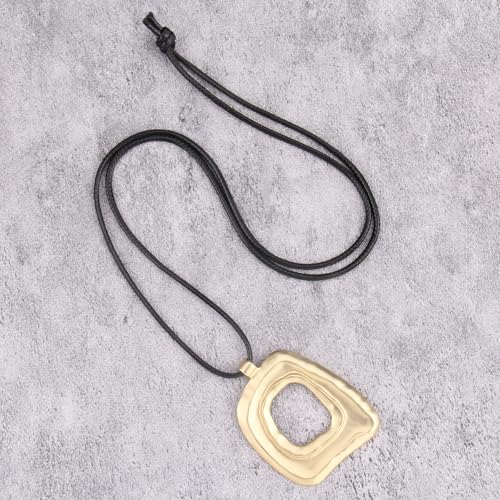 Jeilwiy Chunky Necklaces for Women Leather Cord Necklace with Pendant Boho Long Sweater Necklace Vintage Jewelry3