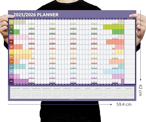 evelay 2025 2026 Wall Planner A2 Size (59cm x 42cm) Mid Year Academic Calendar Organiser for School Teacher Student (Rainbow) - Cosy Home Interiors evelay 2025 2026 Wall Planner A2 Size (59cm x 42cm) Mid Year Academic Calendar Organiser for School Teacher Student (Rainbow) - Image 2