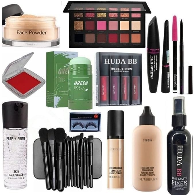 HUDA BB HD Waterproof Makeup Kit Combo For Women & Girls All Products In 1 Kit Set Of- 15
