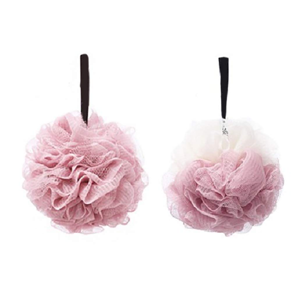 2 esponjas de malla para baño con forma de bola de flores para ducha y baño