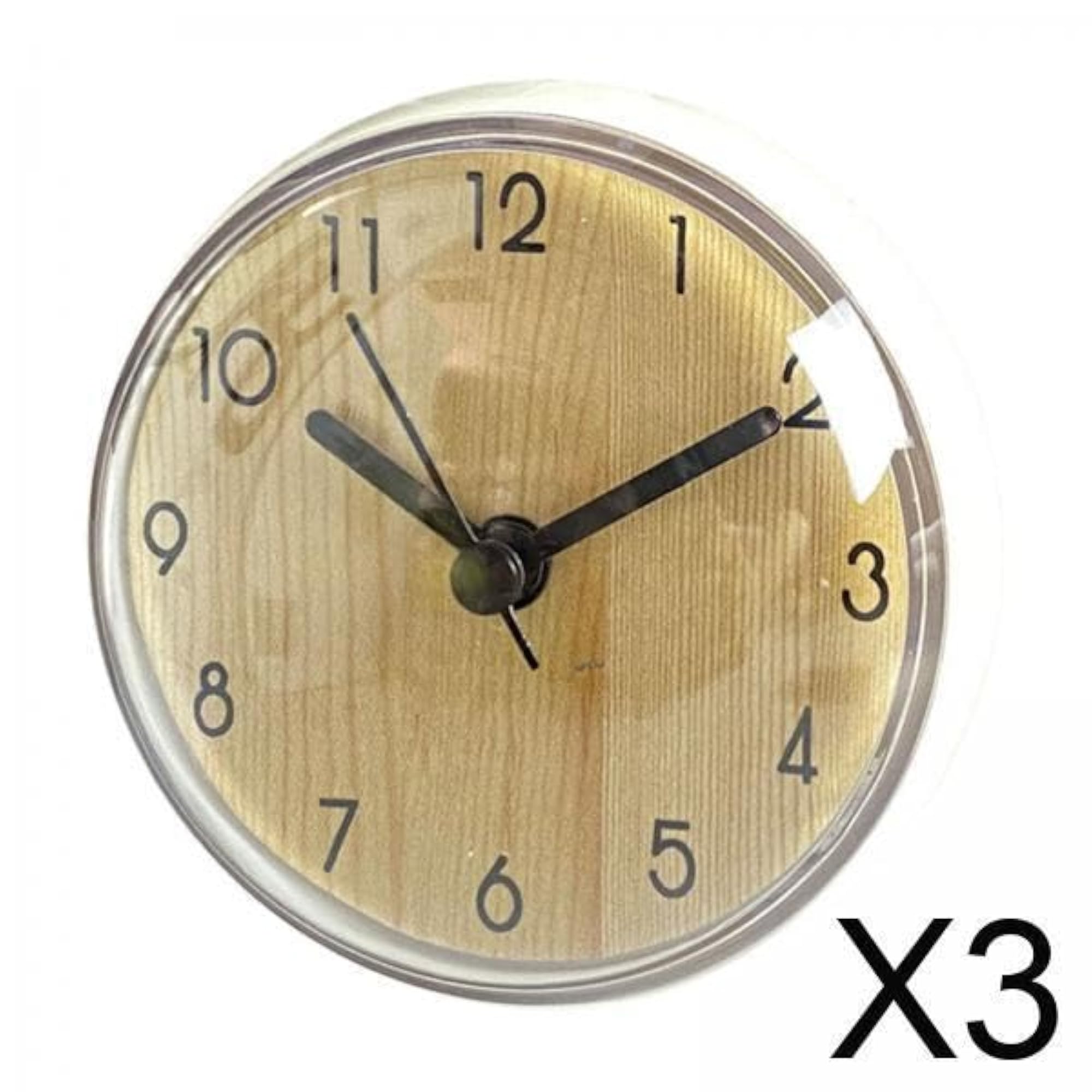 Bathroom Clock Water Resistant Suction Clock, Black Numbers