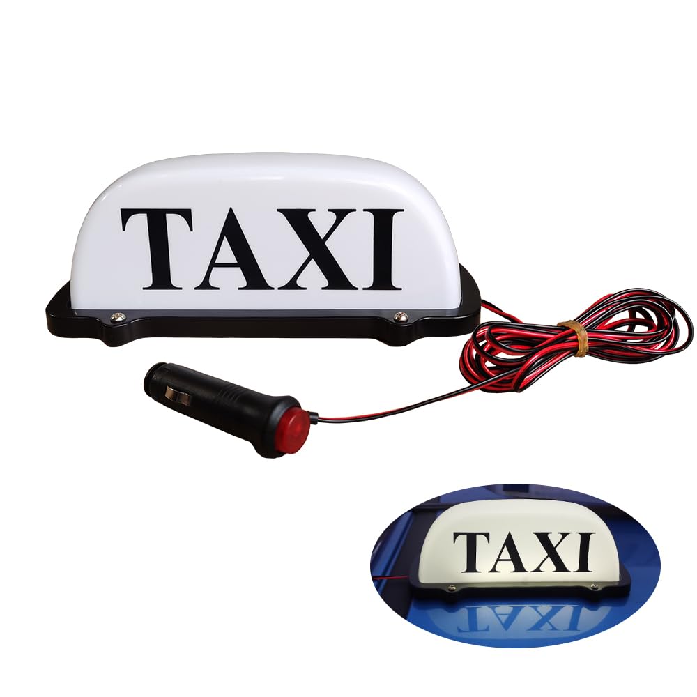 4X White Waterproof Taxi Magnetic Base Roof Top Car Cab LED Sign Light Lamp 12v Pvc