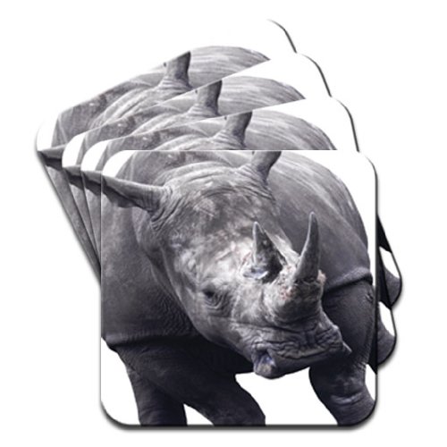 Black & White Rhino Set Of 4 Coasters