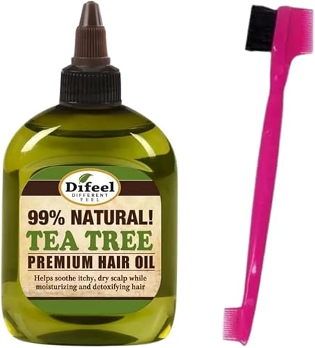 Premium Natural Hair Oil - Tea Tree Oil for Dry Scalp 7.1 Ounce/210ml + RED by KISS: 3 in 1 Edge Fixer
