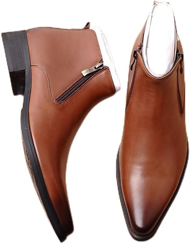 New cowhide boots Genuine Soft Leather Boots Pointed Toe Breathable Bullock Patterns Oxford Dress Shoes For Men Boots