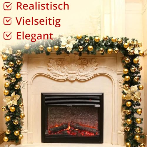 Tannengirlande Weihnachtsgirlande Kunststoff Grün für Außen und Treppe, Weihnachtsdeko Girlande Weihnachten – 10 m