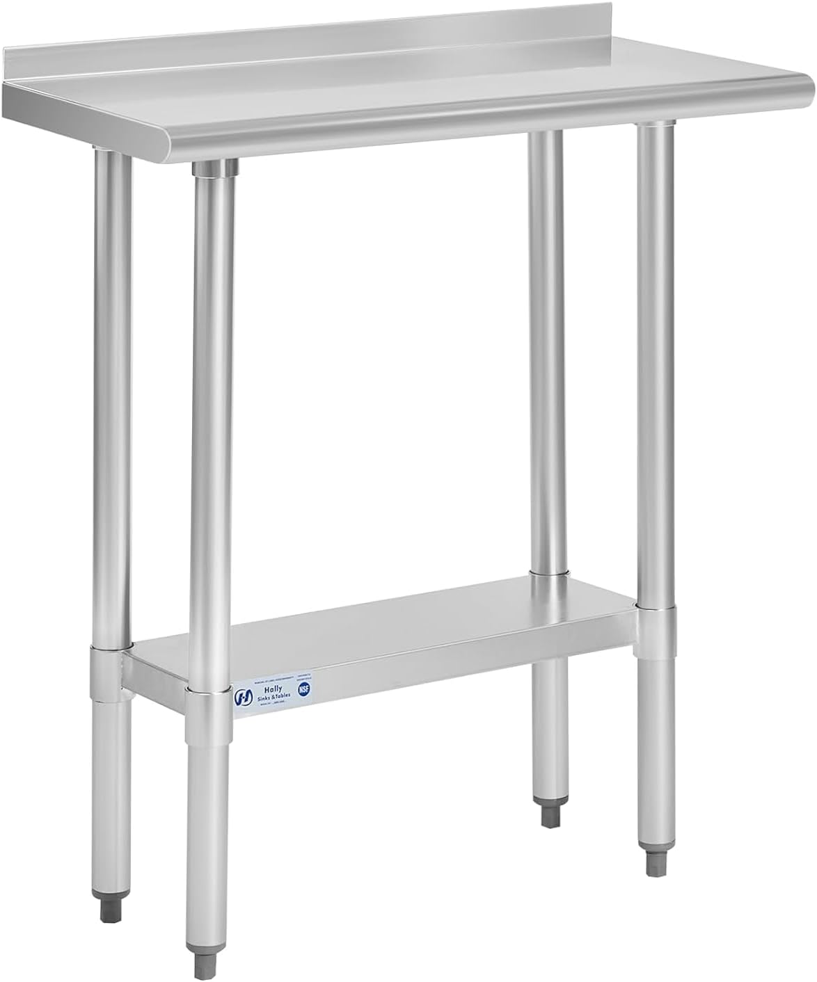 Hally Stainless Steel Table for Prep & Work 14 x 30 Inches, NSF Commercial Heavy Duty Table with Undershelf and Backsplash for Restaurant, Home and Hotel