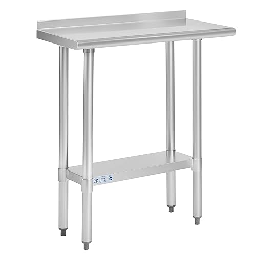 Miniatura 56 de Hally - Mesa de acero inoxidable para preparación y trabajo, 24 x 30 pulgadas, con ruedas giratorias, mesa comercial resistente NSF con estante Sin