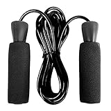 Jump Rope,Tangle-Free Ball Bearings Rapid Speed Jump Rope,Adjustable Skipping Ropes with Soft Foam Handles for Men Women Kids for Speed Training, Endurance Training and Fitness-Black