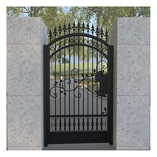 Ornamental Garden Gate Garden Mesh Gate Outdoor Fence Gate Villa Courtyard Door European Style Iron Gate For Patio Entrance Barrier Safety Privacy Border Backyard Wall (Color : Black, Size : 39.4"x3
