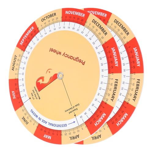 SEWOART Schwangerschaftsrad 2 Stück mit Farbigem Druck Papier Tracker zur Erfassung von Schwangerschaftsverlauf und Meilensteinen für Werdende Mütter