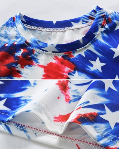 Image of DDSOL Girls July 4th Crop Tops Patriotic Shirt American Flag Short Sleeve Tshirts for Girl 6-14 Years