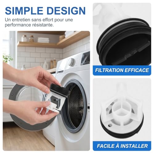 ifundom Filtre de Pompe de Vidange pour Machine à Laver, Bouchon Filtre Lave-Linge en Plastique ABS, Couvercle de Pompe de Vidange, Pièce de Remplacement pour Entretien et Évacuation – vue 8