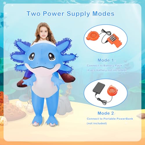 Stegosaurus Inflatable Axolotl Costume for Kids Halloween Costumes Kid Blow Up Costume Ride on Axolotl Costumes for Boys Girls Cosplay Party4