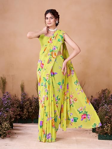 Image of Garden Vareli Women Georgette All Over Floral Printed Saree