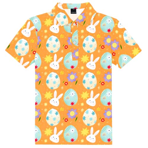 Image of AOBUTE Kids 4th of July Polo American Flag Short Sleeve Button Down Shirts Tops 3-14 Years