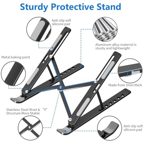 Image of Giftana 7 in 1 Laptop Bag and Laptop Stand with Personalized Diary & Pen, Keychain, Card Holder, Mobile Stand Set, Customized Gift for Husband, Employee Welcome Kit, Corporate Gift for Employees (Black)