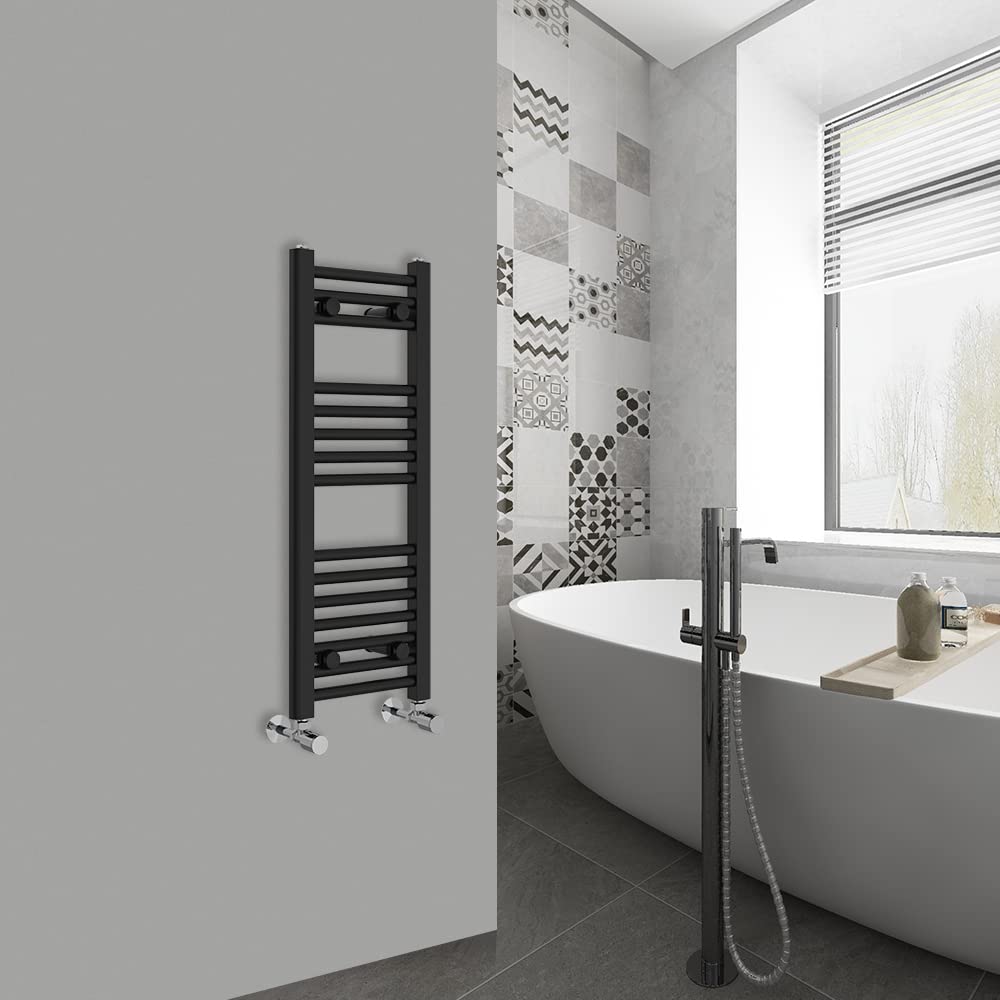 Warmehaus Black Straight Bathroom Heated Towel Rail Ladder Radiator 800X300mm