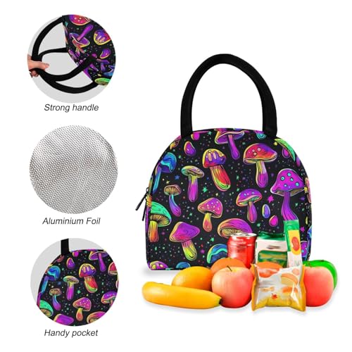 Backpack Lunch Box Set Large Capacity Travel Backpacks and Insulated Lunch Bag for Commute Hiking Picnic Mushroom Vivid Print4