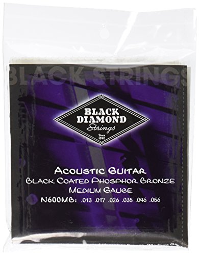 Black Diamond N600MB Phosphor Bronze Black Coated Acoustic Guitar Strings, Medium