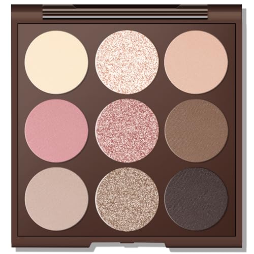Neutral Eyeshadow palette, Nude eye shadow palette, High-Pigment eyeshadow makeup palette with Mirror, Long-lasting Wear, Vegan, Cruelty-free - 0.5oz