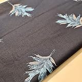 Tela de popelina 100% algodón con estampado de margaritas, tela suave de 58 pulgadas (hojas azules esmeriladas, 5 metros)