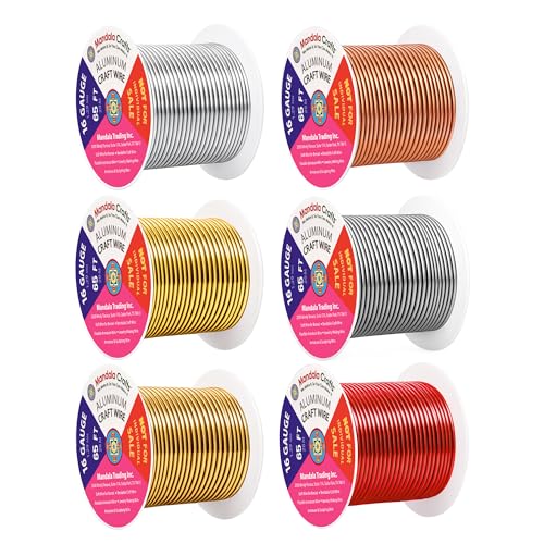 Image of Mandala Crafts 16 GA Gray Copper Red Assorted Anodized Aluminum Craft Wire | 390 FT, Colored, Flexible, Bendable for Bonsai Armature Sculpting Wire Wrapping Jewelry Making, Weather & Tarnish Resistant