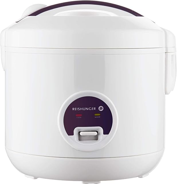 Reishunger Rice Cooker & Steamer with Keep-Warm Function - For 1-6 People - Fast Cooking Without Burning - Non-Stick Coating incl. Steamer Insert