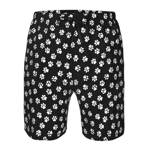 Paw Print Print Mens Casual Shorts Drawstring Summer Beach Stretch Shorts Novelty Swimtrunks4