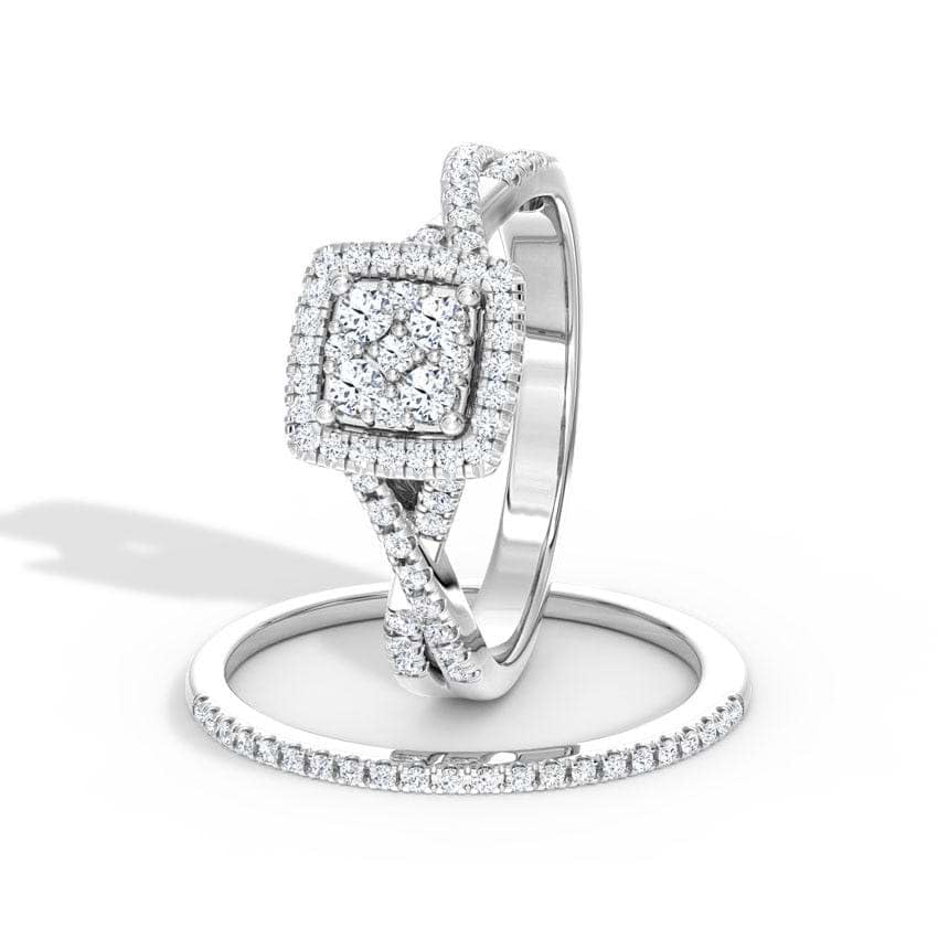 Halo Moissanite Wedding Ring Set for Women Silver 10K 14K 18K Solid Gold Wedding Ring Round Pave Moissanite Promise Engagement Ring3