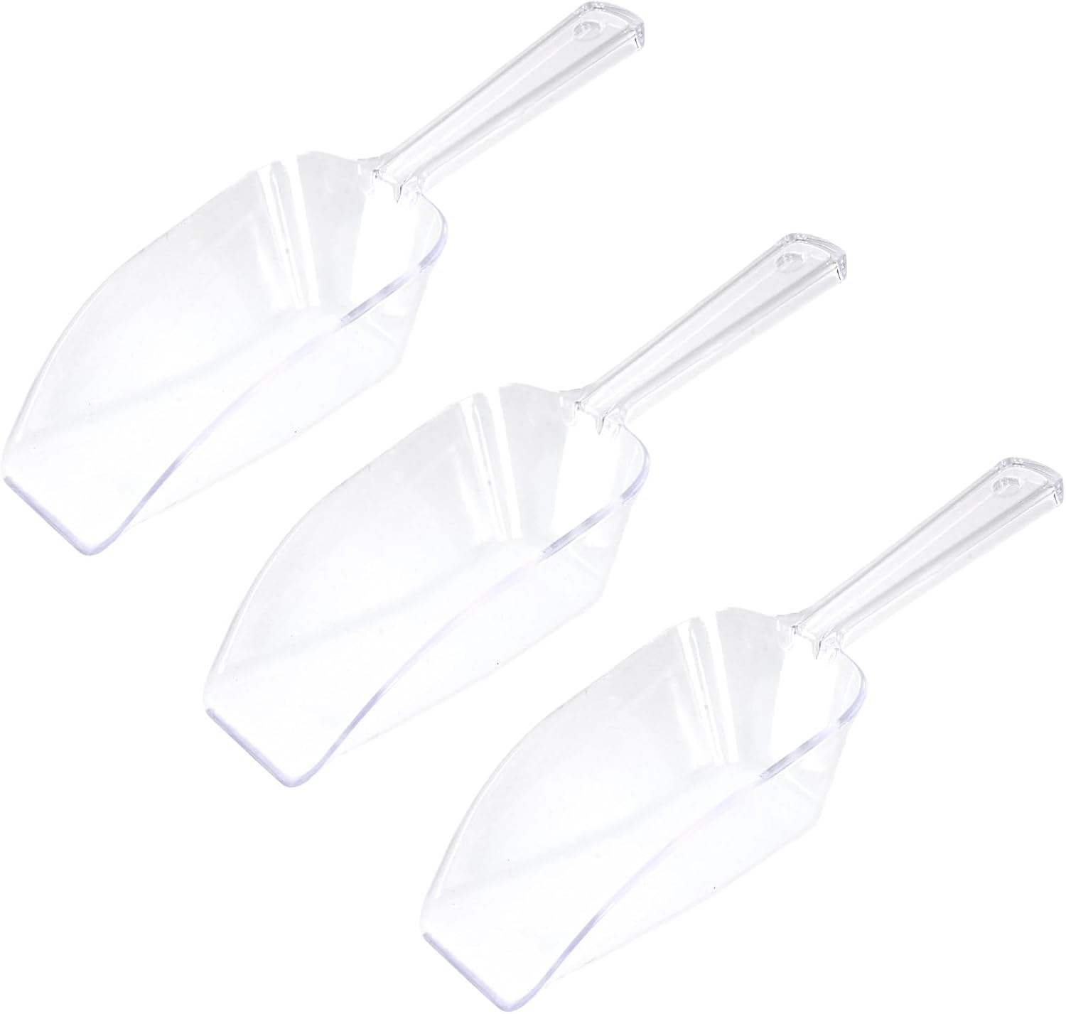 3Pcs Clear Plastic Ice Scoop for Freezer, Candy Scoops for Candy Buffet, Flour Cookie Popcorn Dry Goods Scoop, 7.5In (Clear)