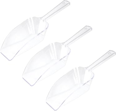 3Pcs Clear Plastic Ice Scoop for Freezer, Candy Scoops for Candy Buffet, Flour Cookie Popcorn Dry Goods Scoop, 7.5In Clear