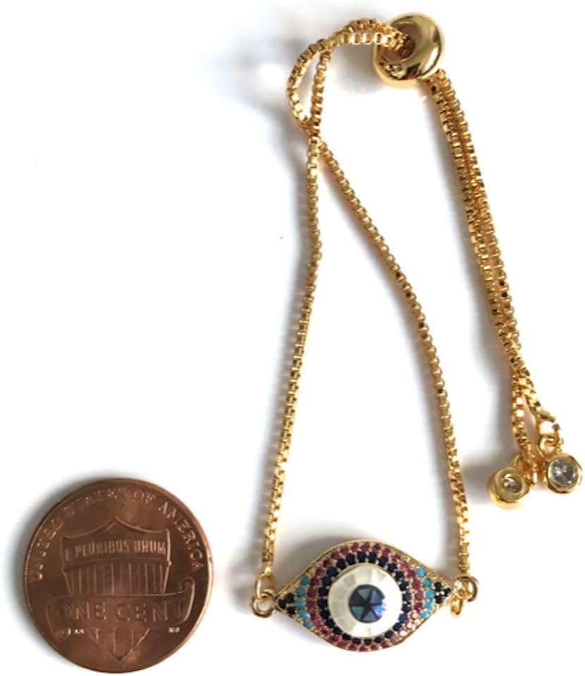 SIFRIMANIA Evil Eye Adjustable Sliding Bead Shiny Bracelet Lucky Charms Jewelry for Women of All Ages - Image 9